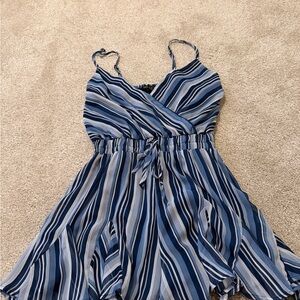 Striped Blue and White Sleeveless Dress